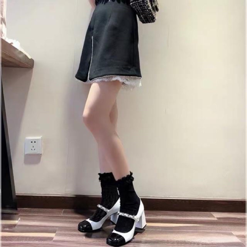 Giày cao gót nữ MIUMIU xuất xịn loại 1 Hàn Quốc đế vuông phối màu order