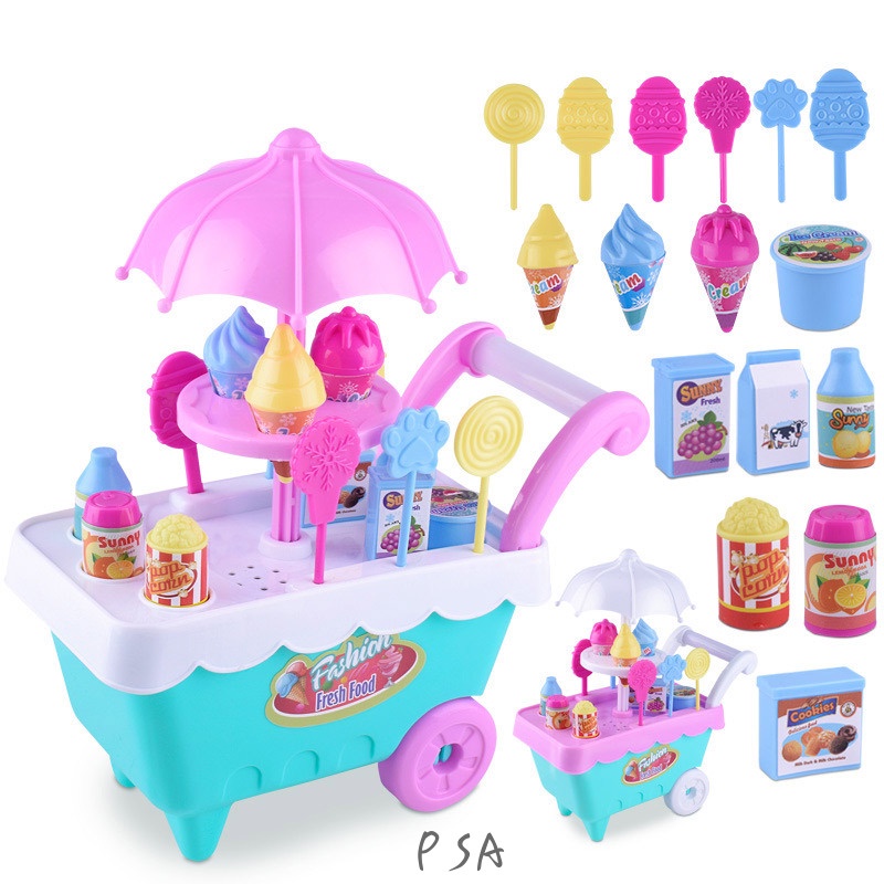 Đồ Chơi Xe Đẩy Bán Kem Mini Sáng Tạo Vui Nhộn Cho Bé