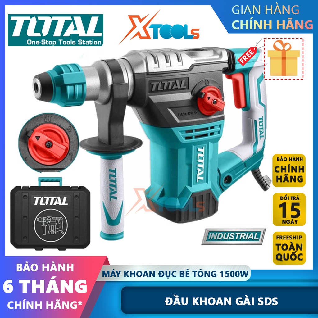 Máy khoan 3 chức năng 1500W Total TH1153236 nút vặn với bốn chức năng điều chỉnh có chức năng khóa đục-CHÍNH HÃNG-XTOOLS