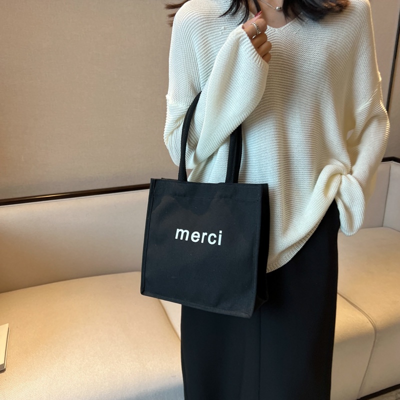 Túi Xách Canvas Cỡ Lớn In Chữ Đơn Giản Thời Trang