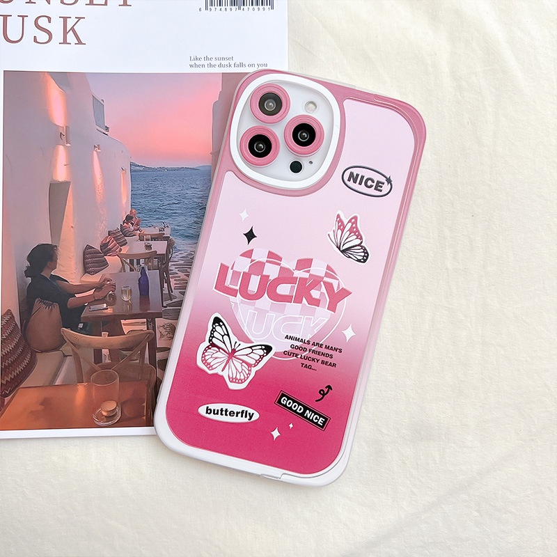 Ốp Điện Thoại Màu Hồng Có Giá Đỡ Hình Bướm Cho iphone7 / 7plus / 8 / 8plus / xs / 11 / 12 / 13 / 14 / pro / max / plus / promax