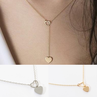 Women's Jewelry-Style Hot Selling New Style Peach Heart Heart Pendant Short Y-Shaped Necklace Sweet Girl'S Ornament
