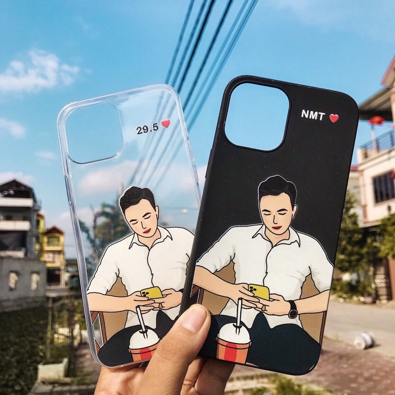 Ốp lưng điện thoại dẻo đen vẽ line màu theo yêu cầu.