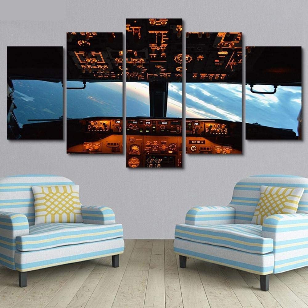 Set 5 Tranh Vải Canvas Treo Tường Trang Trí Hình Máy Bay Độc Đáo Hiện Đại