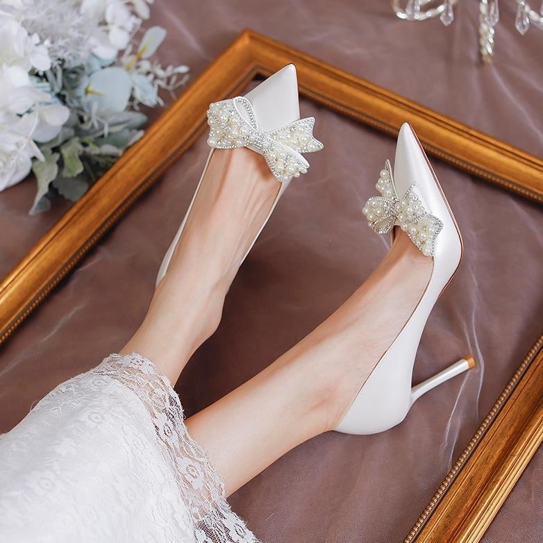 Giày Cao Gót Màu Đỏ Phong Cách Trung Hoa Mới 2022 Cho Cô Dâu