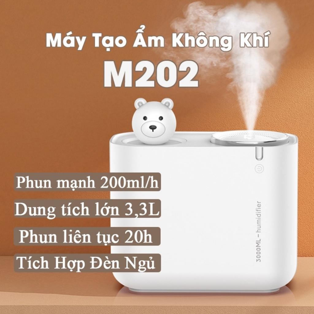 Máy phun sương tạo ẩm mini cute Humidifier M202, Máy phun sương bear hình thú tạo độ ẩm không khí đuổi muỗi