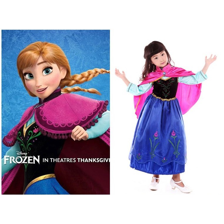 Đầm Hóa Trang Công Chúa Anna Elsa Cho Bé Gái