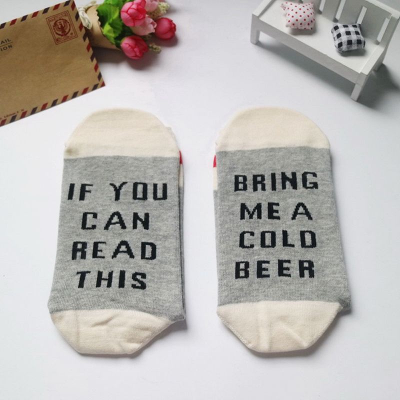 Vớ Cao Su Cổ Cao Chống Trượt In Chữ Vui Nhộn Thời Trang Unisex