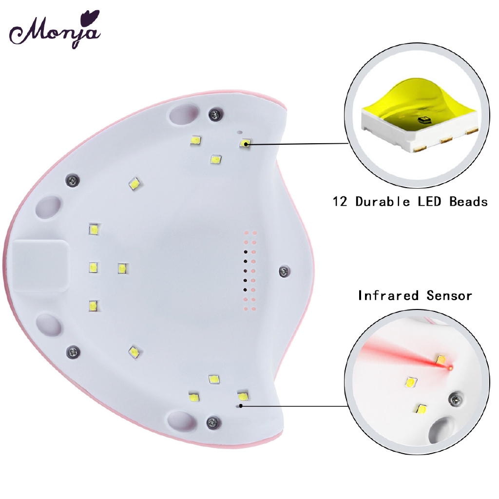 Monja 36W Nail Dryer LED Nail Lamp UV Lamp for Curing All Gel Nail Polish With Motion Sensing Manicure Pedicure Salon Toolel Nail Polish With Motion Sensing Manicure Pedicure Salon Tool