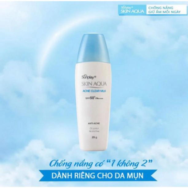 Sữa Chống Nắng Dưỡng Da Ngừa Mụn Sunplay Skin Aqua Acne Clear Milk SPF50+/PA++++ 25g H90