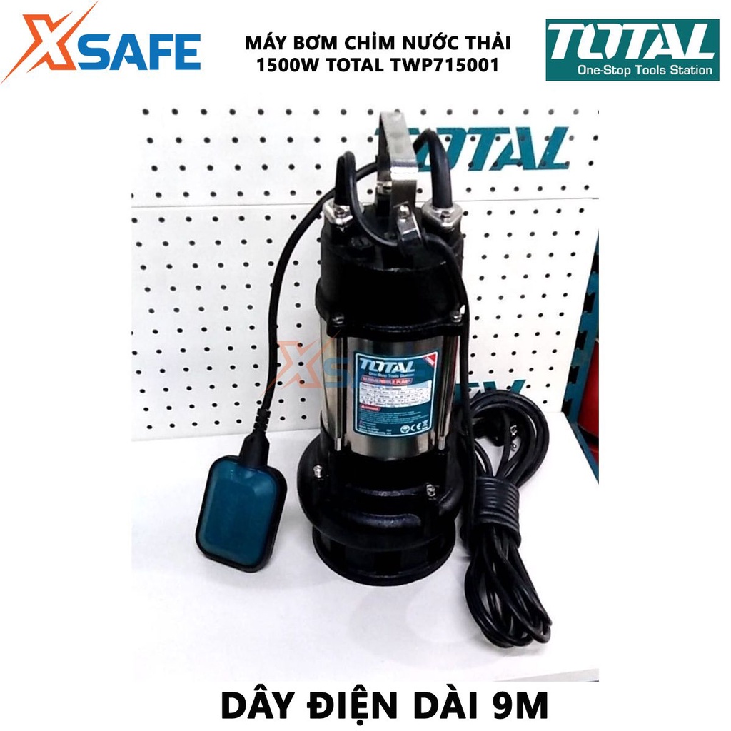 Máy bơm chìm chất thải TOTAL TWP715001 1500W dùng hút, chuyển nguồn nước thải công nghiệp, sinh hoạt - xsafe