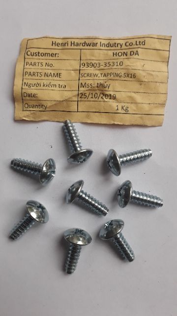 Ốc ren 5 × 16mm( giá 15 con 1 túi)