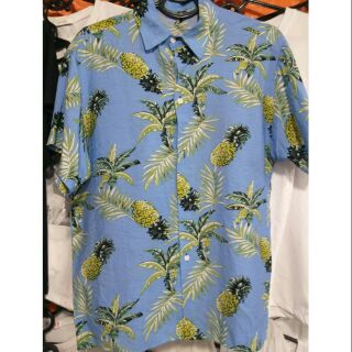 (Lẻ=sỉ)Áo sơ mi hoa quả đi biển mẫu dứa xanh