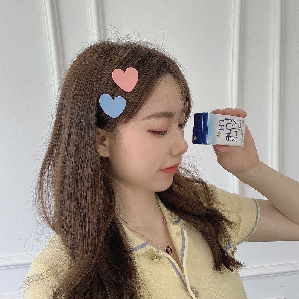 Kẹp tóc họa tiết trái tim dễ thương phong cách Hàn Quốc thời trang mùa hè cho bé gái