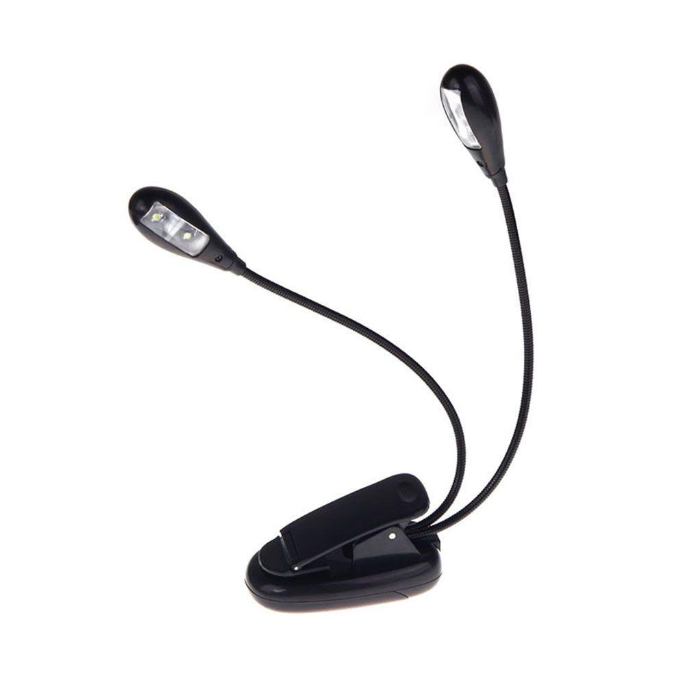 Đèn Đọc Sách 4 Bóng LED Siêu Sáng 2 Cánh Tay Kẹp Màu Đen Chuyên Dụng Cho Guitar