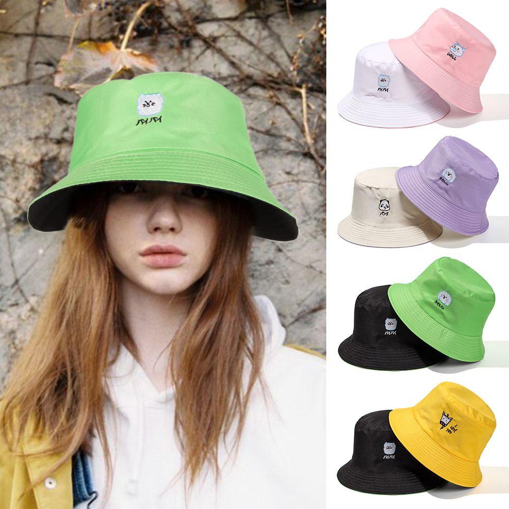 LAY Mũ Tai Bèo Chống Nắng Thêu Hình Động Vật Thời Trang Mùa Hè