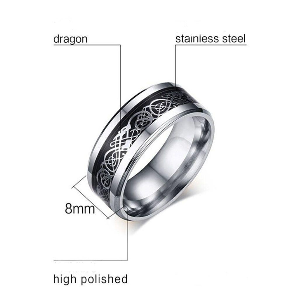 Nhẫn Rồng Lấp Lánh 8mm|Nhẫn Thép Titan Không Gỉ Cao Cấp