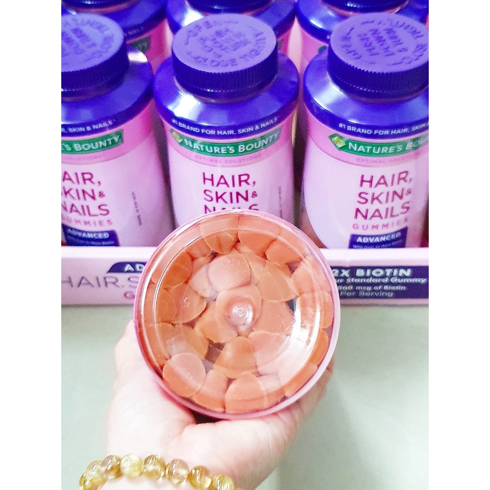 Kẹo dẻo Hair skin nail chai 230 viên hãng nature bounty từ Mỹ - bổ sung vitamin khoáng chất đẹp da móng tóc