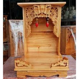 Bàn thờ thần tài ông địa gỗ xoan ngang 35 cm