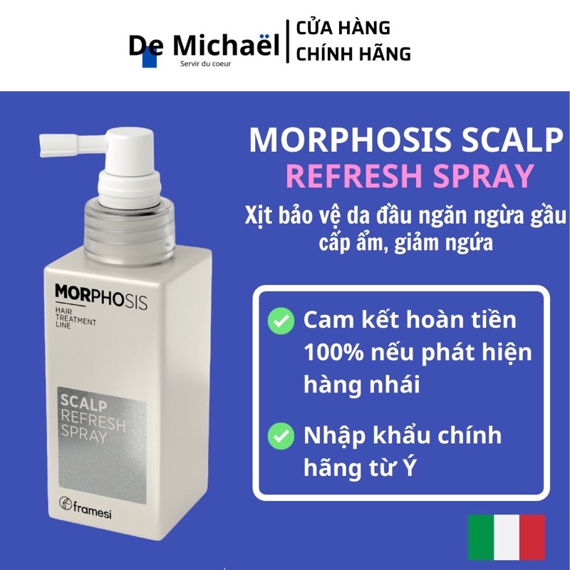 Xịt bảo vệ da đầu giảm ngứa chống dầu gàu FRAMESI MORPHOSIS Scalp Refresh Spray 100ml