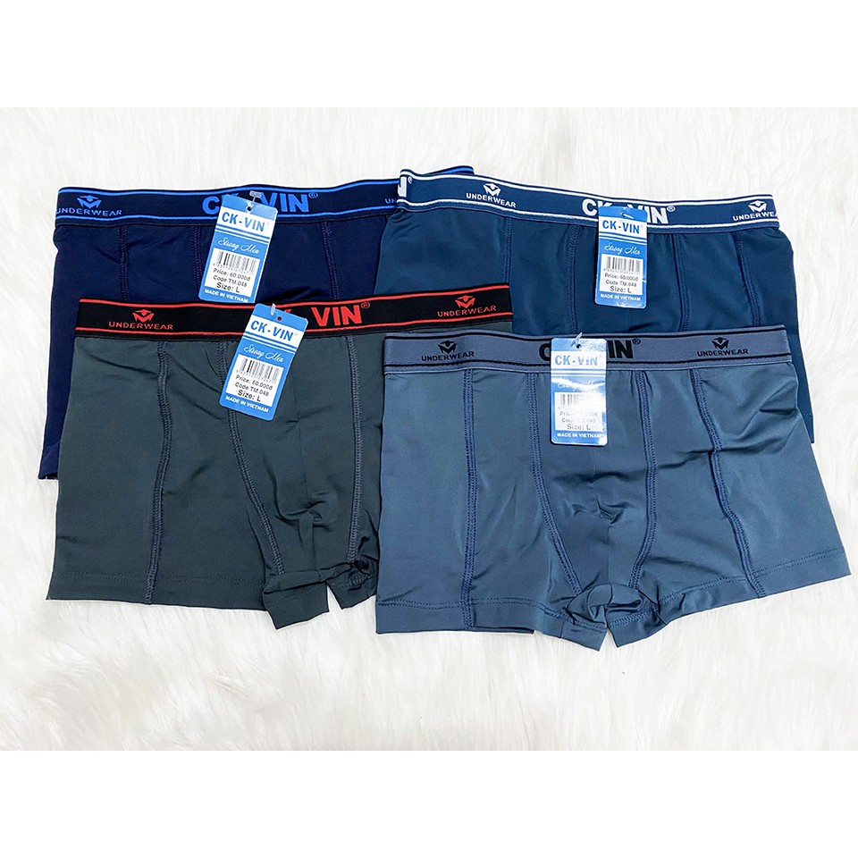 Quần lót nam boxer cao cấp thun lạnh co dãn 4 chiều thông hơi thấm hút, kiểu quần lót đùi nam lịch lãm lưng to 048