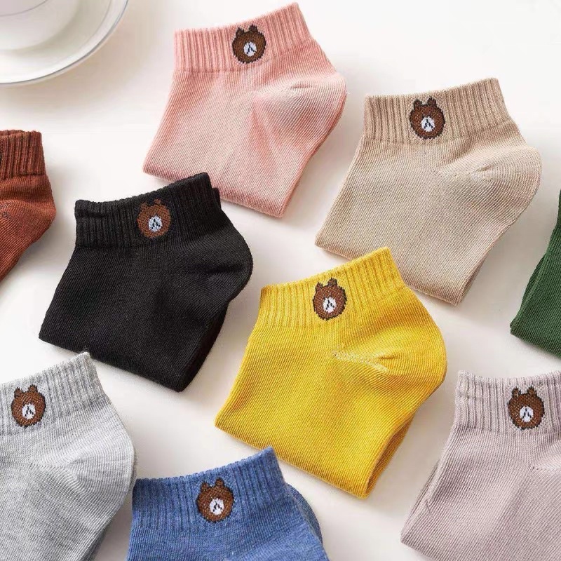 Set 10 Đôi Tất Gấu, Tất Gấu Brown Cute Loại Đẹp Set 10 Đôi
