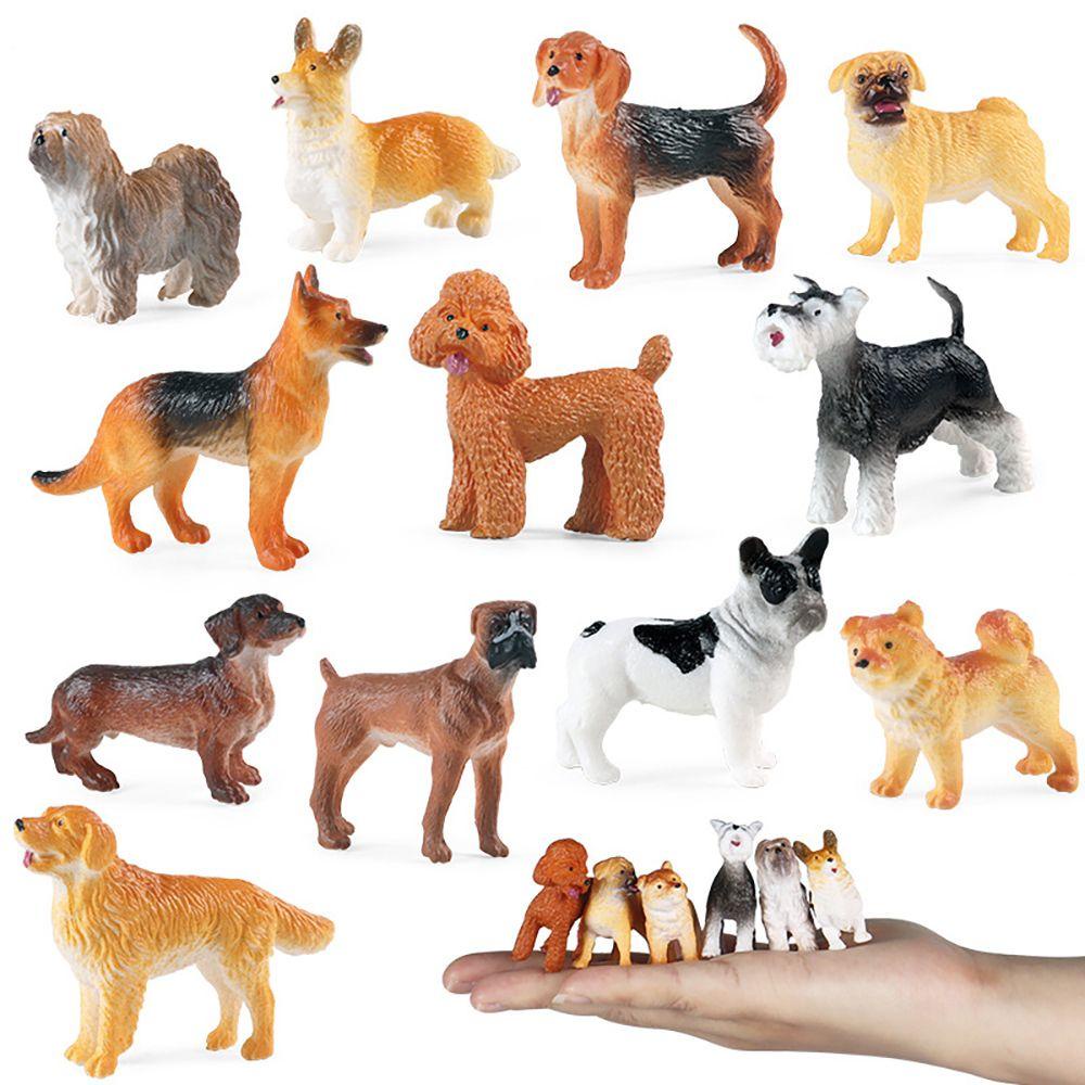 Bộ 12 Mô Hình Chú Chó Teddy Corgi Tự Nhiên Giống Thật