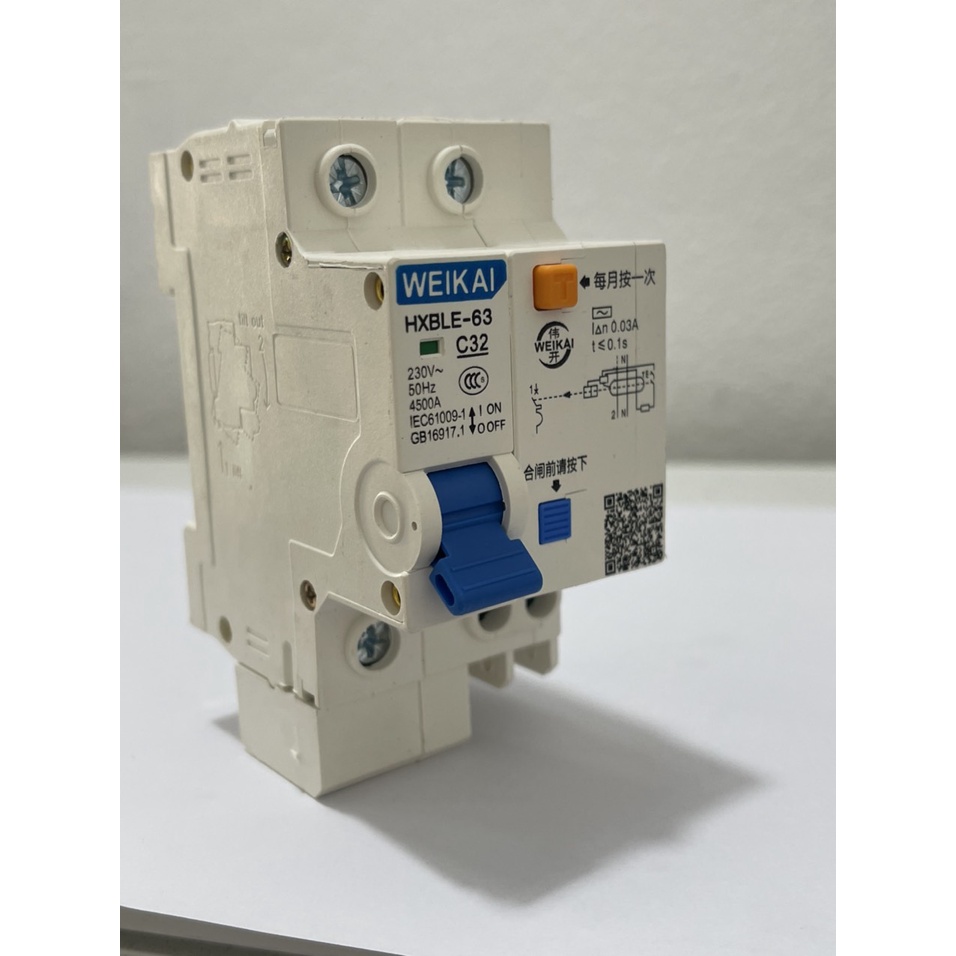 Aptomat Chống Dò Chống Giật WEIKAI 1PN 32A Át Chống Giật 1 Pha