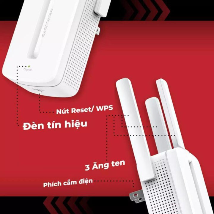 Bộ Kích Sóng Wifi 3 Râu Mercusys MW300RE Cực Khỏe , Thu Phát Sóng Tốc Đô Cao , Ổn Định