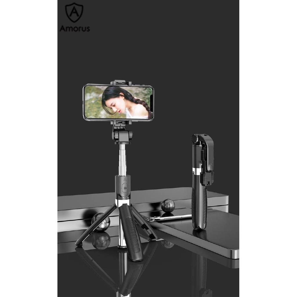 Gậy Selfie Amorus L01S hỗ trợ kết nối Bluetooth kèm remote điều khiển | BigBuy360 - bigbuy360.vn