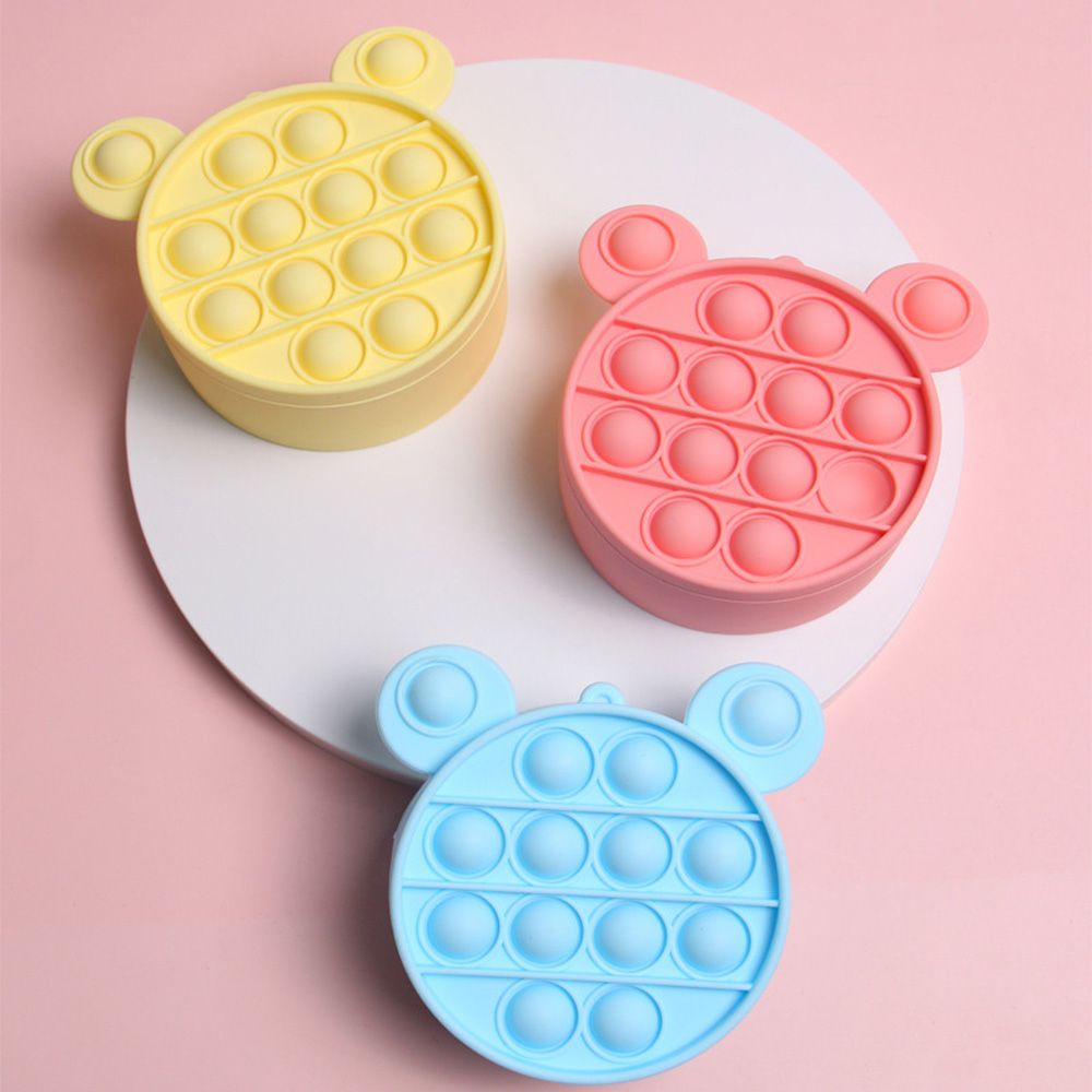 Ví đựng tiền bằng silicon màu cầu vồng dạng đồ chơi nhấn bong bóng giảm căng thẳng có móc khóa tiện lợi