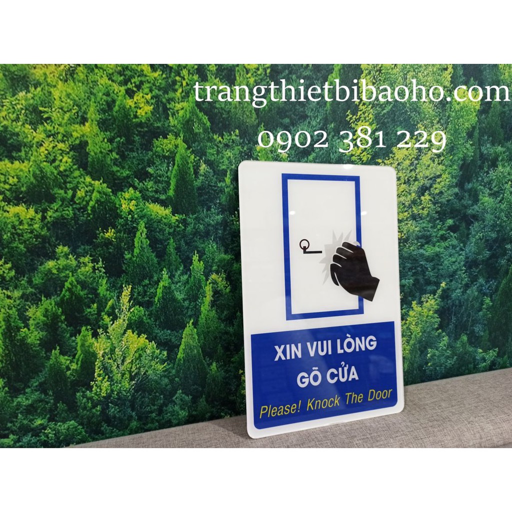 Biển báo mica Vui lòng gõ cửa (Please! Knock The Door)  kích thước 20 x 30cm
