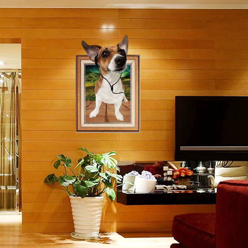 Decan dán tường đẹp, decan 3D chú chó SK9214N