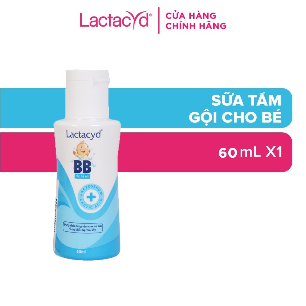 (Hàng tặng không bán) Sữa Tắm Gội Trẻ Em Lactacyd Bb Giảm Rôm Sảy &amp; Hăm Kẽ 60ml/chai