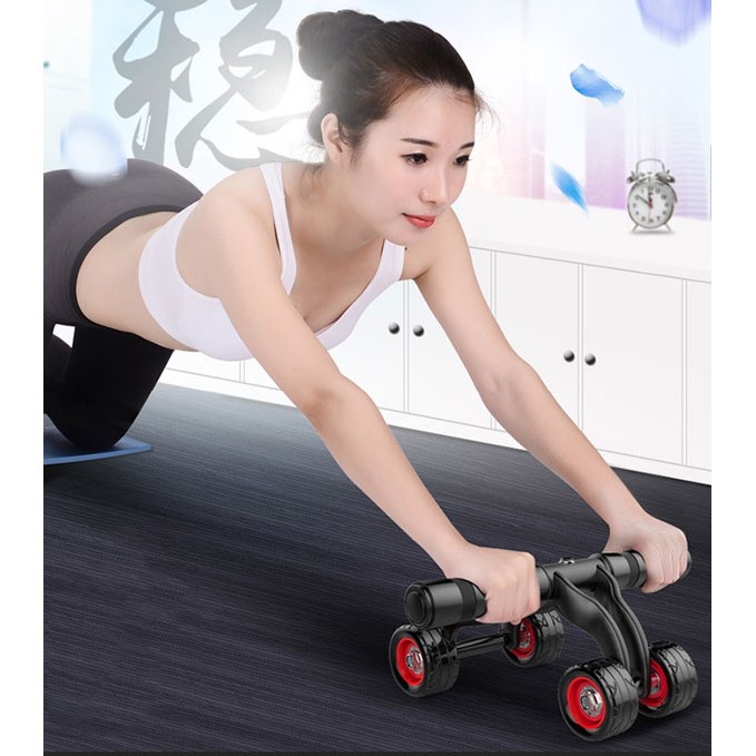 [HCM] Con Lăn Tập Cơ Bụng 4 Bánh (AB Roller And Push Up Bar) Tặng Kèm Thảm Lót Gối-CON LĂN