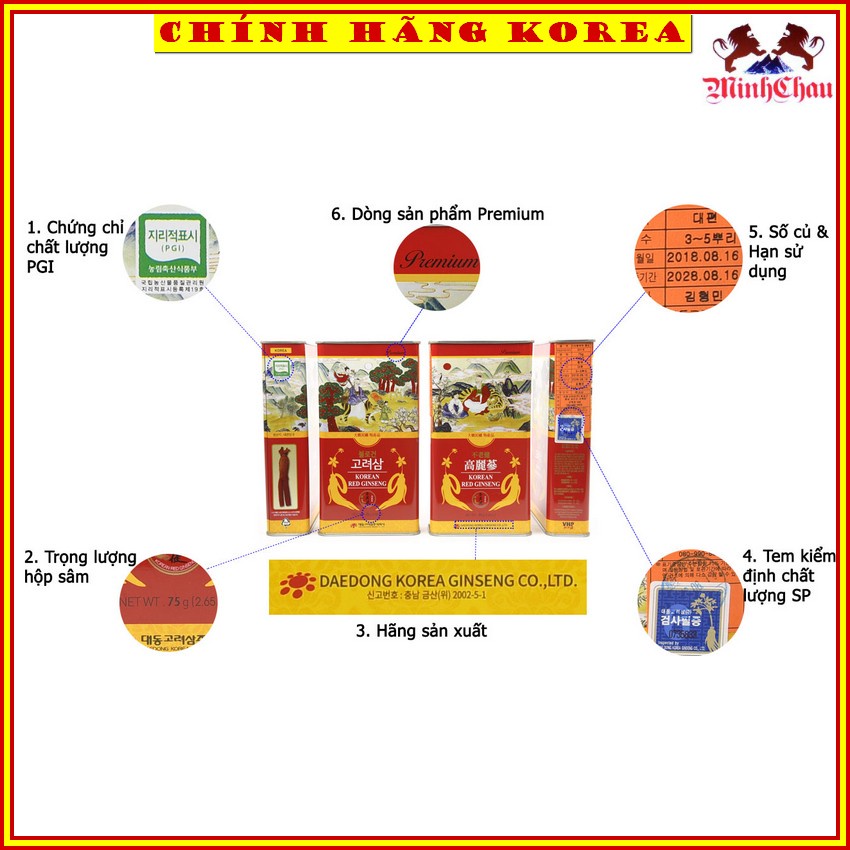 Hồng Sâm Củ Khô Hộp Sắt, Sâm Khô Hộp Thiếc Daedong Hàn Quốc, minhchau
