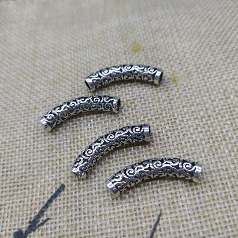 [FREE SHIP] Charm ống bạc chạm hoa văn - Hàng siêu đẹp bạc loại 1 PH316