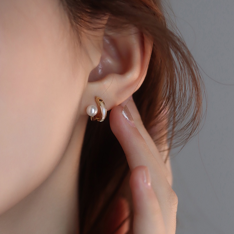 Bông Tai Mạ Bạc 925 Đính Ngọc Trai Dễ Thương