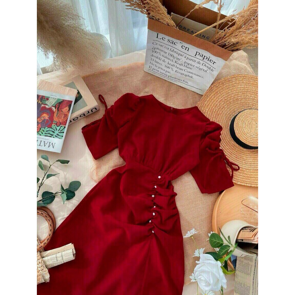 Đầm xòe nhún đính cườm thanh lịch Rose Fashion