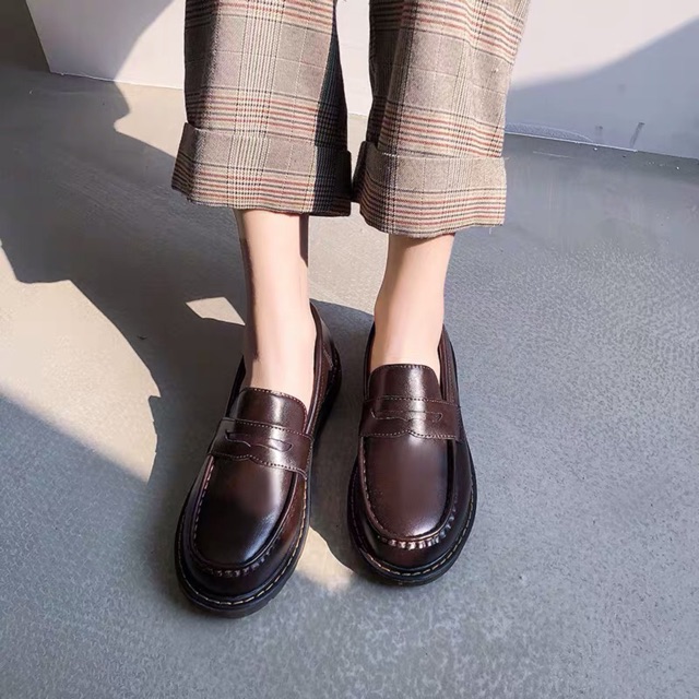 [Sẵn Đen 35, Nâu 37] Giày Loafer Vintage mẫu mới 2020( Có ảnh thật )