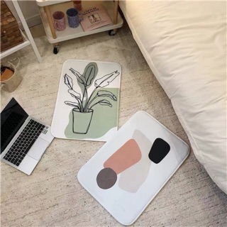 Thảm chùi chân bông mềm trừu tượng pastel Hàn Quốc - Décor nhà Sò