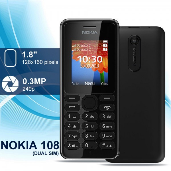 Điện thoại di động Nokia 108 (2 sim,Black)