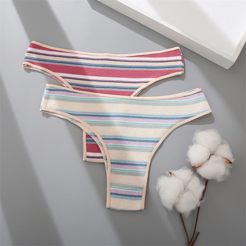 Set 3 quần lót cotton TAKETALK size S-XL họa tiết sọc ngang nhiều màu sắc ngọt ngào cho nữ