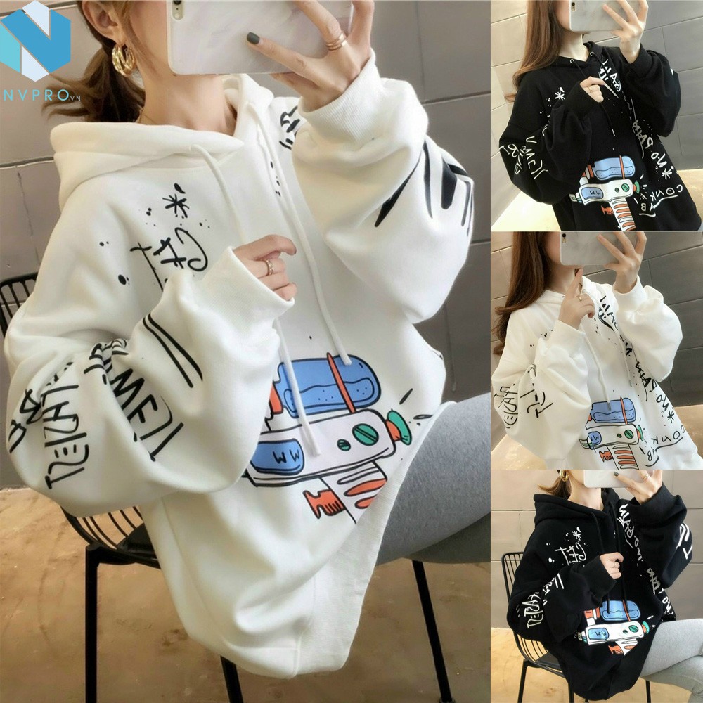 Áo hoodies nỉ ngoại form rộng hoạ tiết Tàu Vũ Trụ H044