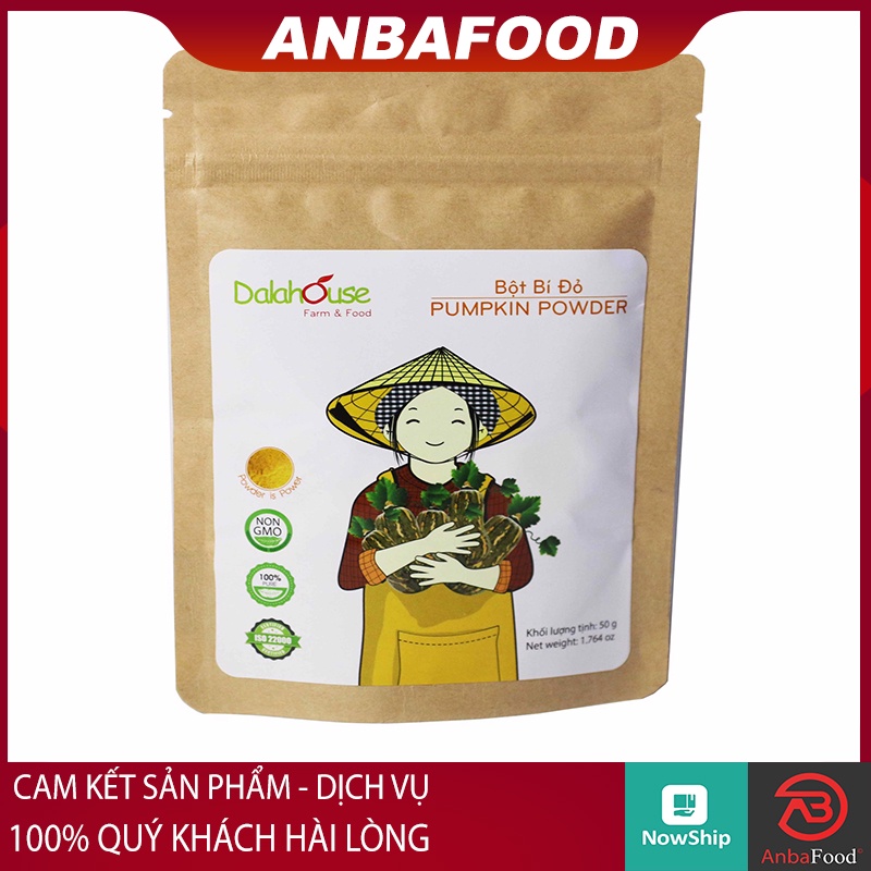 Bột bí đỏ nguyên chất Dalahouse (50g) - Nguyên liệu làm bánh, tạo màu - Bột ăn dặm cho bé