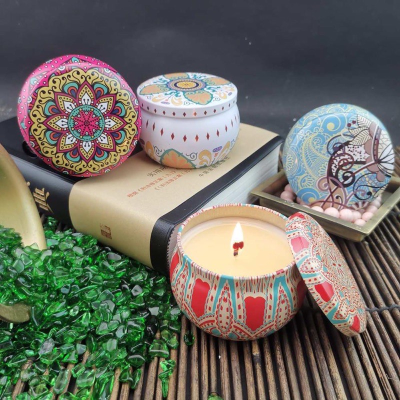 Set quà tặng sinh nhật độc đáo handmade Relax Gift Box (Hộp draft cao cấp) nến thơm hoa văn Vintage