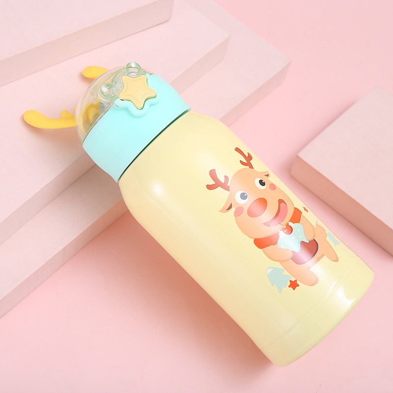 Bình hiển thị nhiệt độ sừng hưu inox 400ml có túi xách đi kèm tiện lợi pha sữa đựng nước giữ nhiệt được lâu