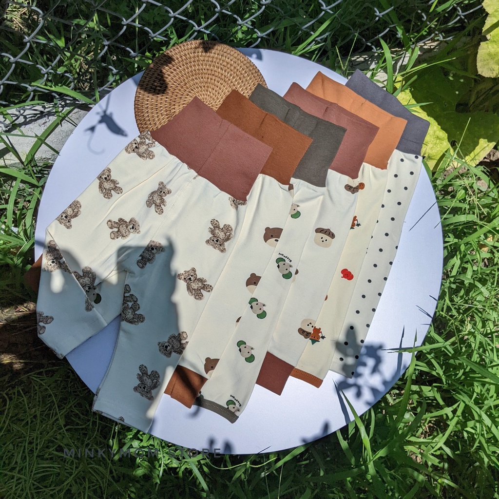 Bộ Đồ Dài Tay Cotton Cạp Cao Hình Gấu Dễ Thương Cho Bé Trai Bé Gái
