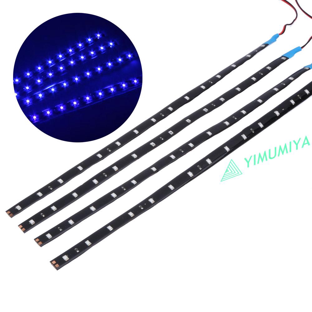 4 Dây Đèn Led Xanh Dương 30cm/15 Bóng 12v Chống Thấm Nước
