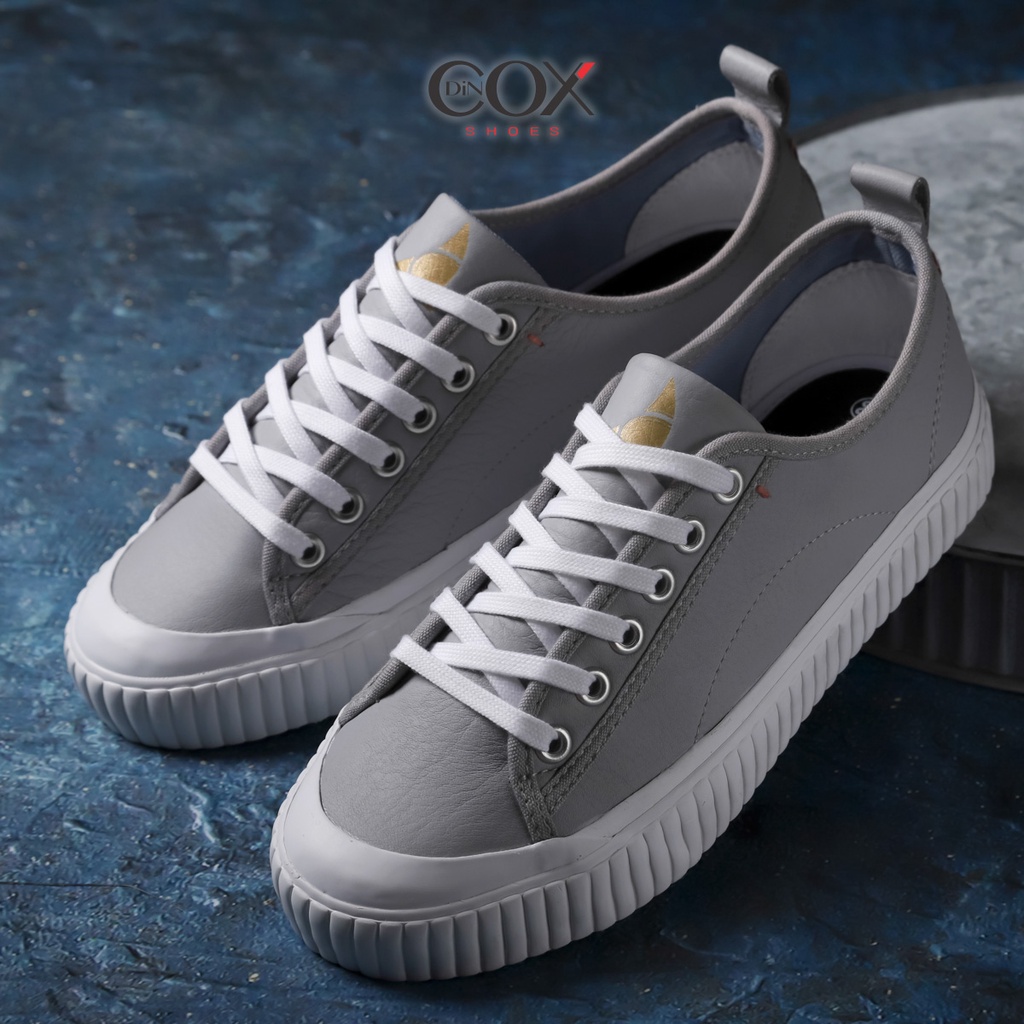 Giày Sneaker Da Bò Thật Nữ DINCOX E02 Grey Sang Trọng